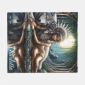 Inheemse vrouw deelt een moment met wolf fleece deken (Voorkant (Horizontaal))