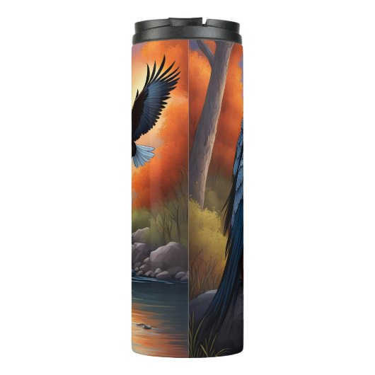Inheemse vrouw gevleugelde vrouw en stijgende adel thermosbeker (Achterkant)