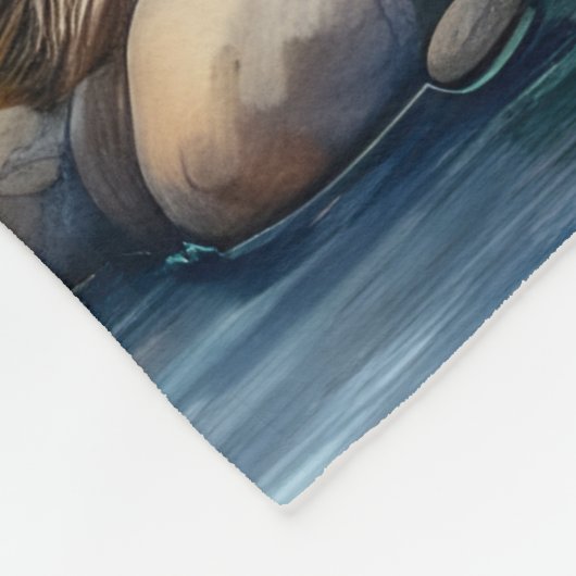 Inheemse vrouw met haar wolf metgezellen fleece deken (Hoek)