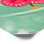 Inheemse vrouw met kleurrijke bloemen op zacht gro perfect poster (Hoek)