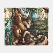 Inheemse vrouw met trouwe wolf metgezel fleece deken (Voorkant (Horizontaal))