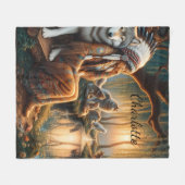 Inheemse vrouw reflecteert door schemermeer fleece deken (Voorkant (Horizontaal))