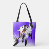 Inheemse vrouw via adelveren/paarse canvas tas (Achterkant)