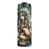 Inheemse vrouw, wit Beer Thermosbeker (Voorkant)