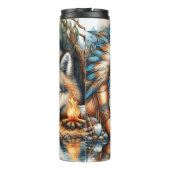 Inheemse Waterverf Spirit: Vrouw, Wolf, Vuur. Thermosbeker (Achterkant)