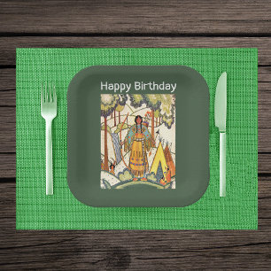 Inheemse Westerne Amerikaanse Indiaanse vrouw Boss Papieren Bordje