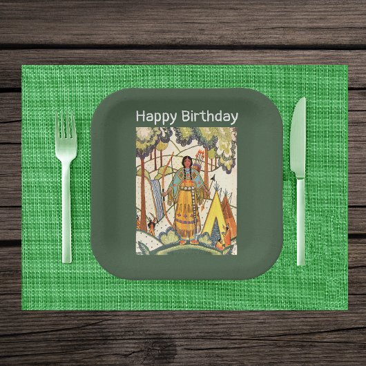 Inheemse Westerne Amerikaanse Indiaanse vrouw Boss Papieren Bordje