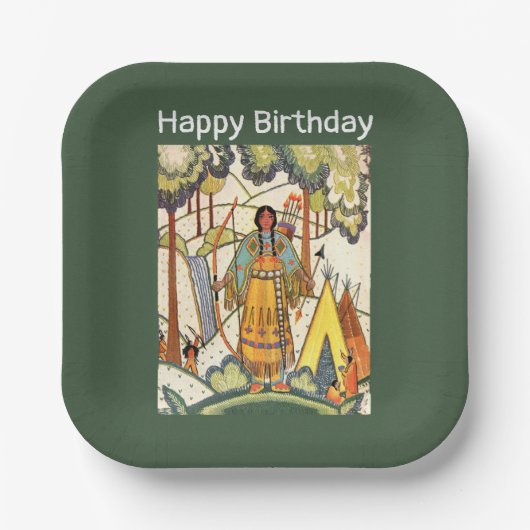 Inheemse Westerne Amerikaanse Indiaanse vrouw Boss Papieren Bordje (Voorkant)