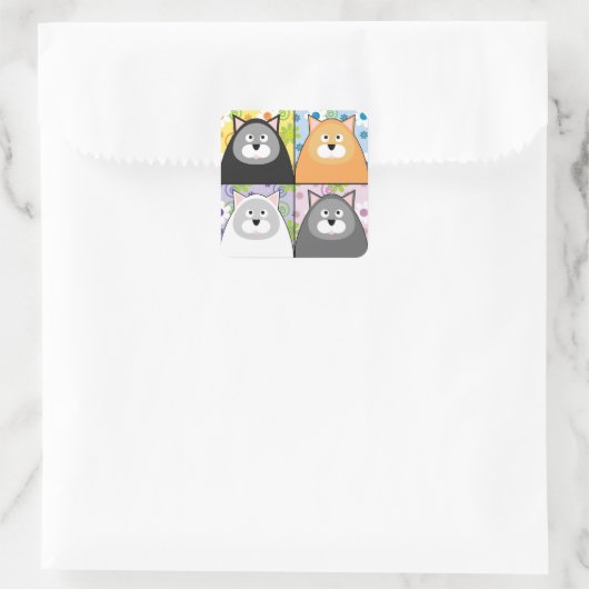 Inhoud Cat Square Stickers (Tas)