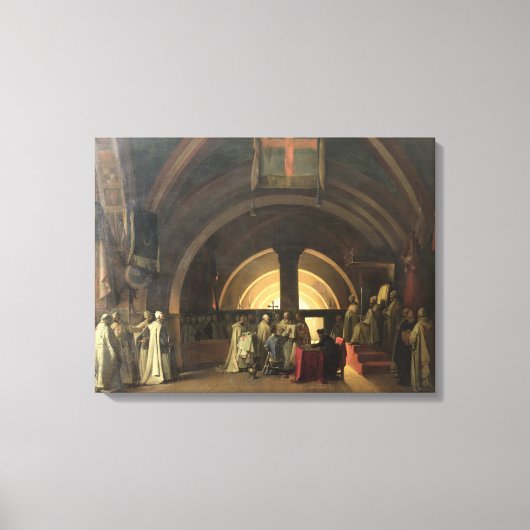 Inhuldiging van Jacques de Molay Canvas Afdruk (Voorkant)