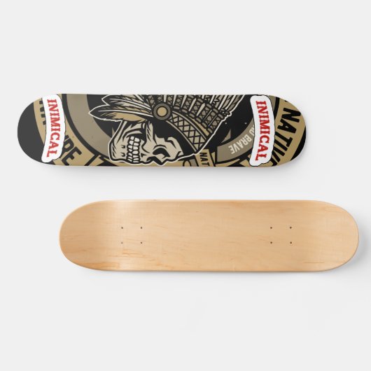 Inimical True West Native American Headdress Skull Persoonlijk Skateboard (Horizontaal)