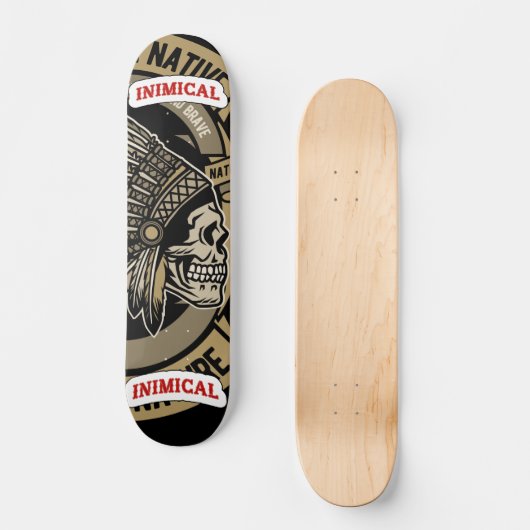 Inimical True West Native American Headdress Skull Persoonlijk Skateboard (Voorkant)