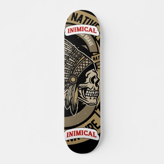 Inimical True West Native American Headdress Skull Persoonlijk Skateboard (Voorkant)