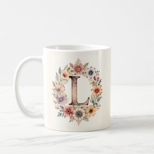 Inital L Bloem boho bloemstuk Mok  (Links)