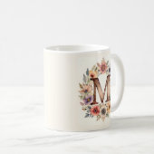 Inital M Flower boho bloemenmok Koffiemok (Voorkant rechts)