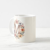 Inital M Flower boho bloemenmok Koffiemok (Voorkant links)
