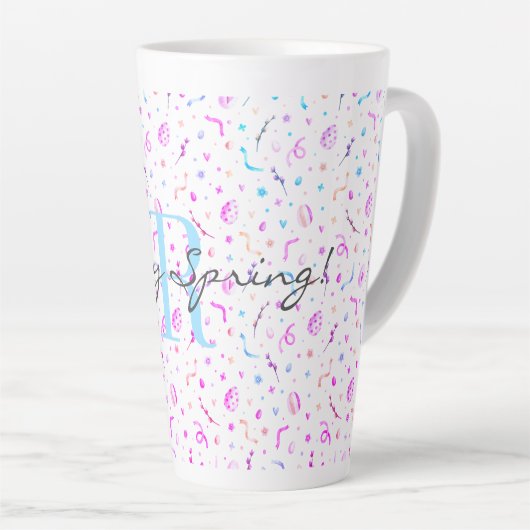 Initiaal, 17oz Latte Mok Happy Spring Pattern (Rechterhoek)