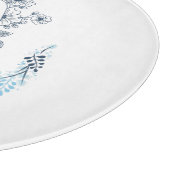 Initiaal "A" Blauw Monogram Kalme Bloemen Snijplank (Hoek)