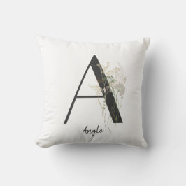 Initiaal A met zachte kleurenbloem Kussen