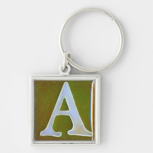 initiaal A sleutelhanger, opalescent wit en groen Sleutelhanger (Voorkant)