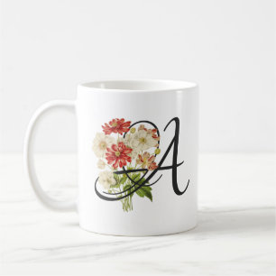 Initiaal A, Vintage Anemones Coffee Mok