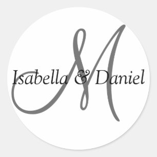Initiaal Aangepaste bruiloft Names Monogrammen Bri Ronde Sticker