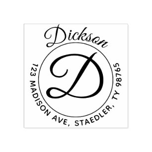 Initiaal Achternaam Rond adres Stempelmonogram Rubberstempel