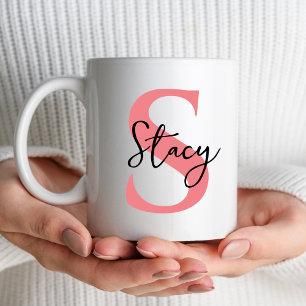 Initiaal alfabet monogram letter kerstcadeaus mok