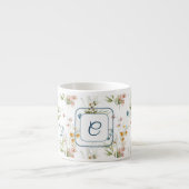 Initiaal, Aquarel 1600s Bloemkunst 6oz Espresso Kop (Voorkant)