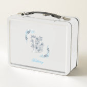 Initiaal "B" Blauw Monogram Kalm Bloemen (Achterkant)