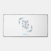 Initiaal "B" Blauw Monogram Kalm Bloemen Bureaumat (Voorkant)