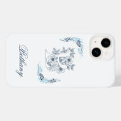 Initiaal "B" Blauw Monogram Kalm Bloemen Case-Mate iPhone Case (Achterkant (horizontaal))