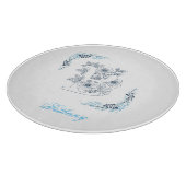 Initiaal "B" Blauw Monogram Kalm Bloemen Snijplank (Hoek)