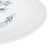 Initiaal "B" Blauw Monogram Kalm Bloemen Snijplank (Hoek)