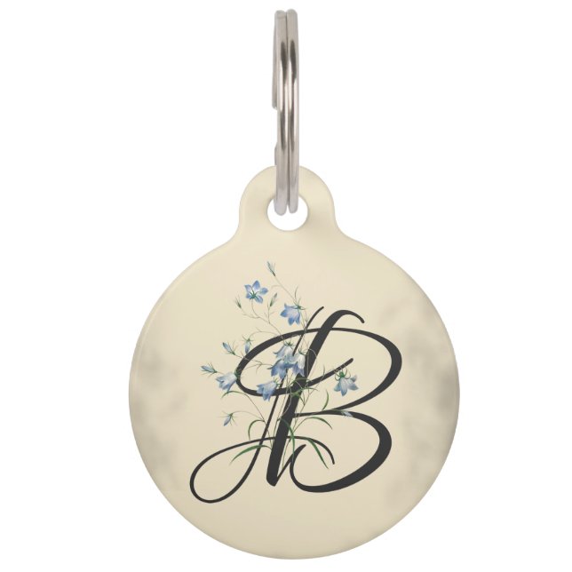 Initiaal B,  Bluebells Pet Name Tag Huisdierpenning (Voorkant)
