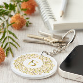 Initiaal B gouden Damask Classic Pattern Sleutelhanger (Voorkant Rechts)