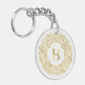 Initiaal B gouden Damask Classic Pattern Sleutelhanger (Voorkant Links)