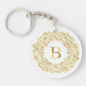 Initiaal B gouden Damask Classic Pattern Sleutelhanger (Voorkant)