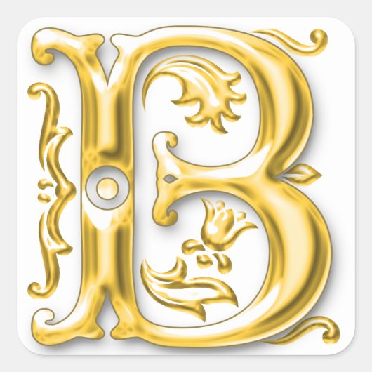 Initiaal B Hoofdletter Sticker in Goud (Voorkant)