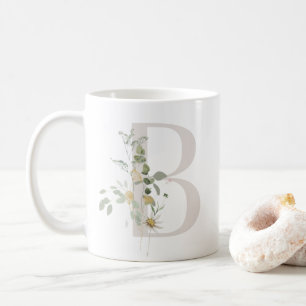 Initiaal B met zacht gekleurde bloemkool Koffie-Mo Koffiemok