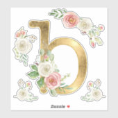 Initiaal B Monogram Blush Roos Bloemen Waterverf Sticker (Vel)
