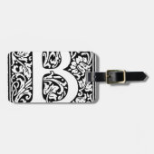 Initiaal B Monogram. Gepersonaliseerd Naam Floral  Bagagelabel (Voorkant horizontaal)
