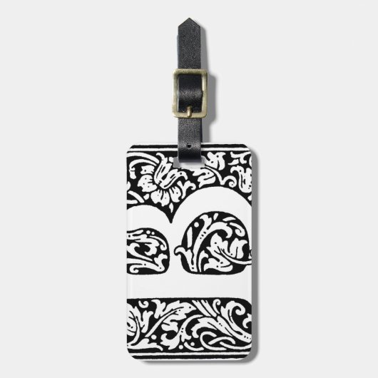 Initiaal B Monogram. Gepersonaliseerd Naam Floral  Bagagelabel (Voorkant verticaal)