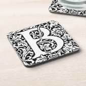 Initiaal B Monogram. Gepersonaliseerd Naam Floral  Bier Onderzetter (Linkerzijde)