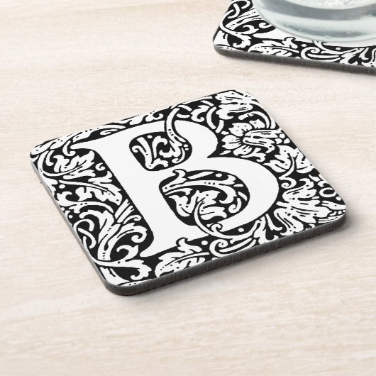 Initiaal B Monogram. Gepersonaliseerd Naam Floral  Bier Onderzetter (Linkerzijde)