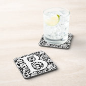 Initiaal B Monogram. Gepersonaliseerd Naam Floral  Bier Onderzetter (Rechterzijde)