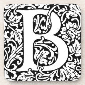 Initiaal B Monogram. Gepersonaliseerd Naam Floral  Bier Onderzetter (Voorkant)