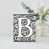 Initiaal B Monogram. Gepersonaliseerd Naam Floral  Briefkaart (Staand voorkant)