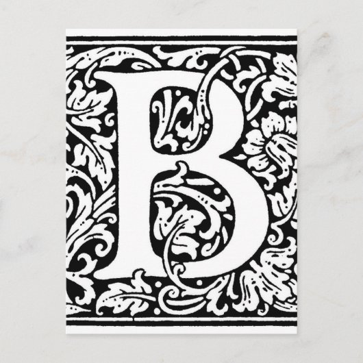 Initiaal B Monogram. Gepersonaliseerd Naam Floral  Briefkaart (Voorkant)