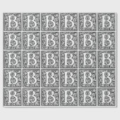 Initiaal B Monogram. Gepersonaliseerd Naam Floral Cadeaupapier (Vlak)